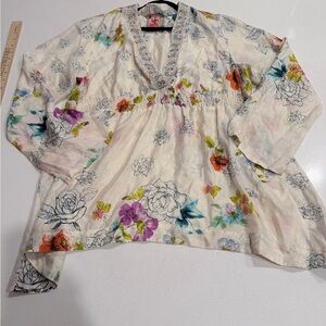 Johnny Was Multicolor Floral Blouse